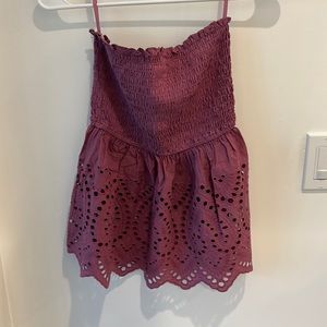 Cinched eyelet tube top